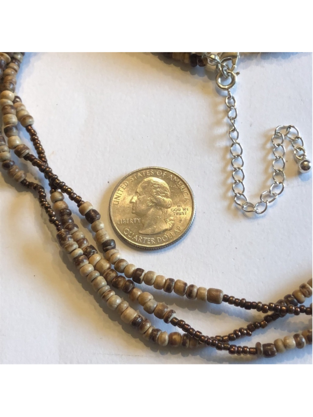 Brown & Tan Beaded Multi Strand Boho Necklace - Picture 5 of 7